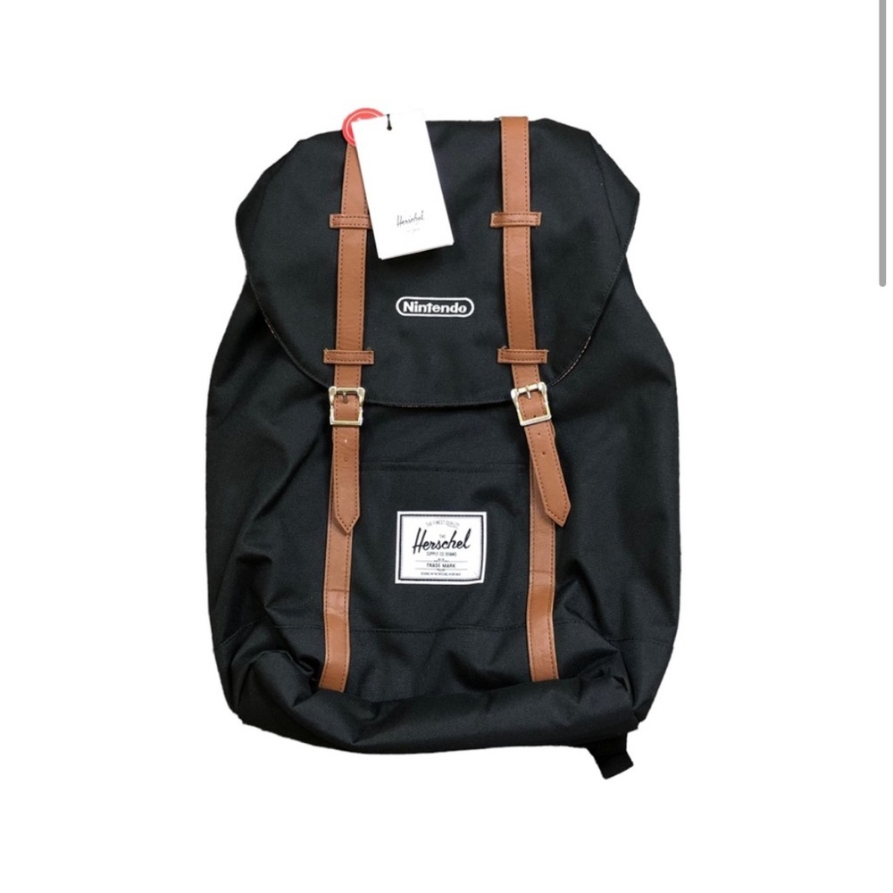 NWT Herschel Black Tan Retreat Backpack 16x12x6 19.5L Nintendo Mario Bros